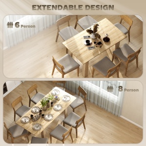 Masa extensibilă, 140-180 cm, finisaj lemn natural, pentru 6-8 persoane - Img 4