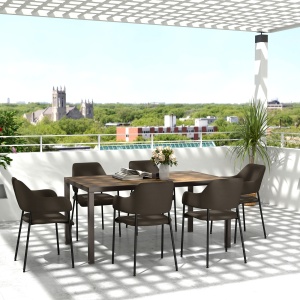 Masă Extensibilă pentru Terasă cu Margini din aluminiu, 160/240x90x74 cm, Maro - Img 2