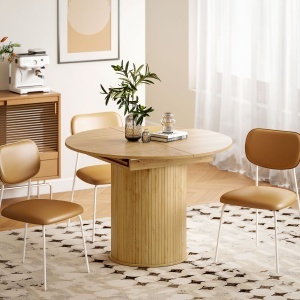 Masă Extensibilă Rotundă pentru 6-8 Persoane, culoare Lemn - Img 8