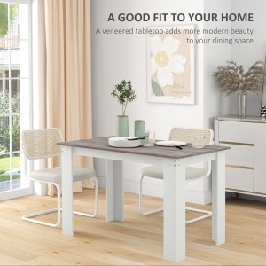 Masă Modernă de Dining pentru 4-6 Persoane 120x69x75 cm Gri și Alb - Img 4