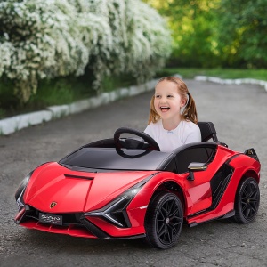 Masina Electrica Lamborghini Rosie pentru Copii 12V cu telecomanda, viteza 3-8km/h - Img 2