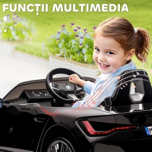 Mașină Electrică pentru Copii 3-6 Ani cu Licență BMW, cu Telecomandă, Claxon și Faruri, 115x67x45 cm, Neagră - Img 7