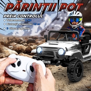 Mașină Electrică pentru Copii 3-6 Ani Off-road 12V cu Telecomandă Alb - Img 5