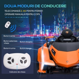 Masina Electrica pentru Copii, Automobil Lamborghini cu Telecomanda, Faruri LED si Muzica - Img 6