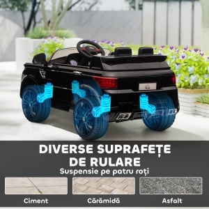 Mașină Electrică pentru Copii cu Motor Dublu, Suspensie și Telecomandă, 110x68x52 cm, Negru - Img 9