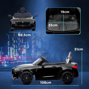 Mașină Electrică pentru Copii cu Transport Ușor, Plimbare pe Mașină cu Telecomandă, BMW M4 Licențiat, 108x69.5x51 cm, Negru - Img 3