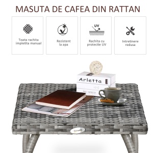 Masuta din Ratan Sintetic pentru Exterior si Gradina Gri - Img 4