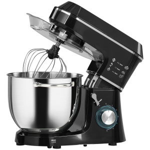 Mixer Planetar cu Bol Inox 7L, 1400W 6 Viteze Pulse, Cap Înclinat, Mixer Profesional Antiderapant cu Cârlig pentru Aluat, Tel, Batător, Capac și Accesorii