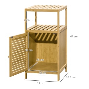 Mobilier de Baie din Bambus cu Dulăpior cu Ușă și Rafturi, 33x36,5x67 cm, Lemn Natural - Img 3