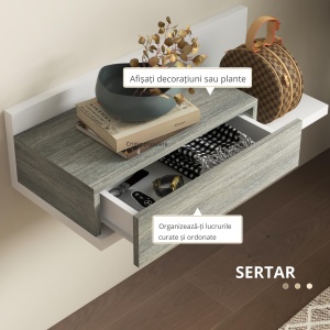 Mobilier Hol 2‑in‑1 cu Oglinda si Sertar 75x35x75 cm – Gri - Img 6