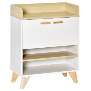 Mobilier multifunctional cu dulap cu 2 usi si compartimente deschise, din lemn, alb - Img 1