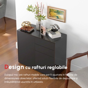 Mobilier Multiuz 79×36×74 cm – Alb cu Sertare si Dulapuri Push - Img 8