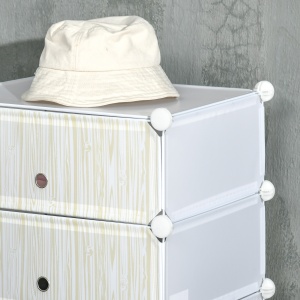 Mobilier pentru incaltaminte modular, 6 cuburi 45x35x17cm din plastic PP si otel, alb - Img 9