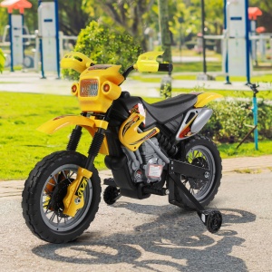 Moto Cross Electric Copii – Galben cu Rotite Laterale - Img 2