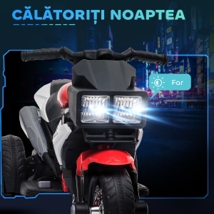 Motocicleta Electrica 6V – Copii 3–5 ani, Rosie cu Lumina & Sunet - Img 5
