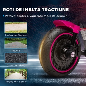 Motocicleta Electrica Copii 18‑36 Luni – Cu Faruri & Roti Suplimentare - Img 6