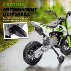 Motocicleta Electrică Copii cu 2 Motoare, Accelerație Manuală, Copii 3-6 Ani Verde - Img 5