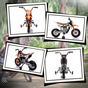 Motocicletă Electrică pentru Copii 3-6 Ani, 2 Motoare, Roți Detașabile și Sunete Portocaliu - Img 9