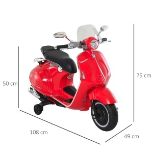 Motocicletă Electrică pentru Copii 3+ Ani, Motocicletă Jucărie din PP și Oțel cu 2 Roți Suplimentare, 108x49x75 cm, Roșie - Img 3