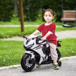 Motocicletă Electrică pentru Copii cu Baterie Reîncărcabilă de 6V, Viteză 3 km/h și Muzică, 90x44x52 cm, Alb - Img 2