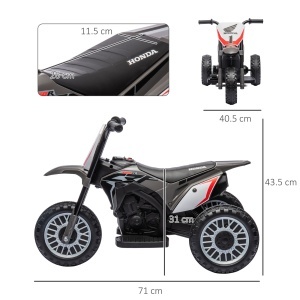 Motocicletă Electrică pentru Copii sub Licență Honda CRF450RL cu 3 Roți și Claxon, 71x40.5x43.5 cm, Gri - Img 3