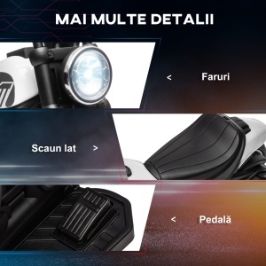 Motocileta Electrica de 6V cu Roti de Antrenament, Motocicleta Electrica Alimentata cu Baterii pentru Baieti si Fete, cu un Singur Buton de Pornire, Pedala, Far, pentru 18-36 luni, Albastru - Img 7