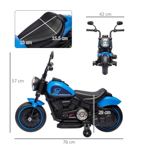 Motocileta Electrica de 6V cu Roti de Antrenament, Motocicleta Electrica Alimentata cu Baterii pentru Baieti si Fete, cu un Singur Buton de Pornire, Pedala, Far, pentru 18-36 luni, Albastru - Img 3