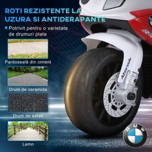 Motoreta Electrica pentru Copii BMW S1000RR Originala, 3 Roti cu Lumini si Sunete Reale, Rosu - Img 6