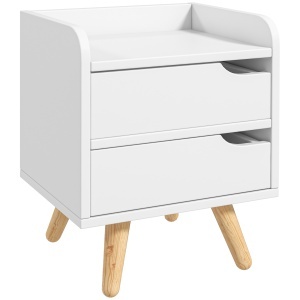 Noptiera cu 2 sertare picioare din pin mobila pentru casa alba - Img 1