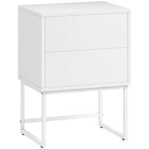 Noptieră Modernă cu 2 Sertare cu Deschidere prin Apăsare 40x30x50cm Alb