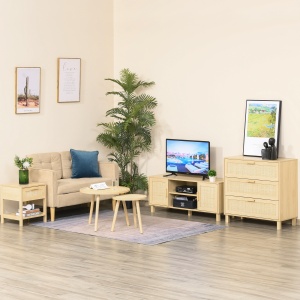 Noptiera Moderna din MDF, Noptiera cu Sertar si Raft Inferior pentru Depozitare, 40x40x48 cm, culoare Lemn Natur - Img 8
