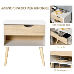 Noptiere Moderne cu Sertar și Raft, Design Modern și Funcțional, Ideal pentru Cameră de Dormit, Albastru - Img 5
