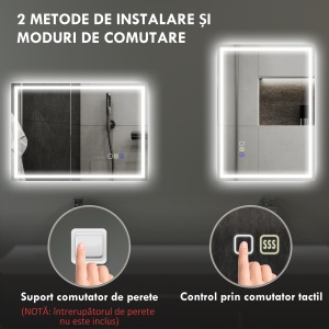 Oglindă Baie Antiaburire cu Lumină LED și Difuzor Bluetooth 50x70 cm - Img 9