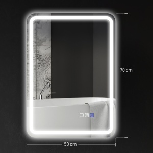 Oglindă de Baie Bluetooth LED 50 x 70 cm cu Anticeață - Argintiu - Img 3