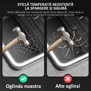 Oglindă de Baie Bluetooth LED 50 x 70 cm cu Anticeață - Argintiu - Img 8