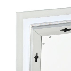 Oglinda de baie cu LED 70x50 cm, oglinda de cosmetica cu iluminare pentru perete, cu 3 lumini reglabile, plug-in, argintiu - Img 8