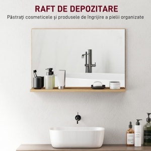 Oglindă de Baie Modernă cu Poliță 60x12x40 cm, Lemn - Img 5