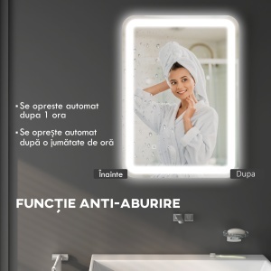 Oglinda pentru baie cu lumini LED, 70 x 50 cm - Img 7