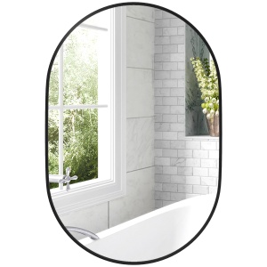 Oglindă pentru Baie cu Ramă din Aluminiu, 40x70 cm, Negru - Img 1