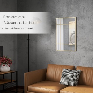 Oglinda Perete – Dreptunghiulara cu Cadru Metalic Stil Fereastra - Img 4