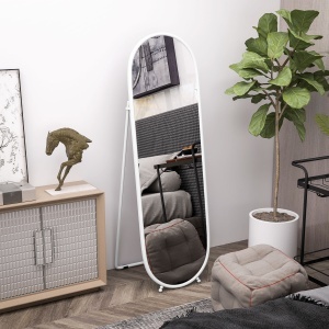 Oglindă Verticală de Podea cu Suport 40x41x159 cm Alb - Img 2