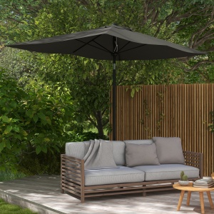 Ombrellone da Giardino 2x3m Inclinabile e Apertura a Manovella Grigio - Img 2