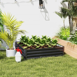 Pat de Gradina Inaltat Galvanizat de 120x120x30cm, Jardiniera Pat Inaltat cu Cadru din Otel pentru Legume, Flori, Plante si Plante Aromatice, Gri - Img 2