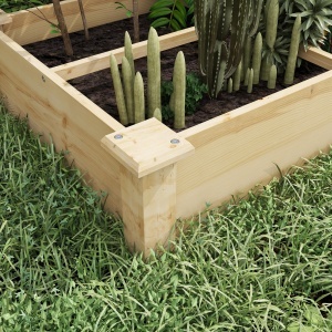 Patul supraînălțat pentru grădină și grădină de legume cu partiție internă și fund deschis, 237x60x25cm, lemn natural - Img 7