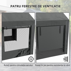 Pavilion de Grădină cu Înălțime Reglabilă, 4 Uși și 4 Ferestre, 6x3 m, Gri Închis - Img 7