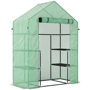 PE impermeabil și rezistent la UV Grădină seră pentru plante cu rafturi și accesorii de montare, 142x73x195cm, verde - Img 1