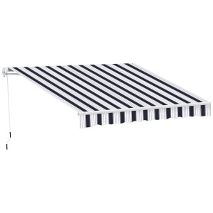 Perdea Soare Rulanta de Perete Manuala cu Dungi , Albastr si alb, 2.5x2m - Img 1