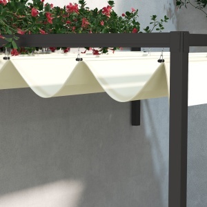 Pergolă 3 x 4m Montată pe Perete, Pergolă Metalică cu Acoperiș Retractabil pentru Grătar, Grădină, Terasă, Deck - Img 9