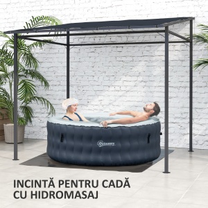 Pergolă de Grădină din Metal și Poliester, 238x238x235/194 cm, Gri Închis - Img 8