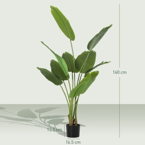 Plantă Artificială de 160 cm cu 10 Frunze Verzi din PEVA și Vas de Ø16.5x13.5 cm - Img 3